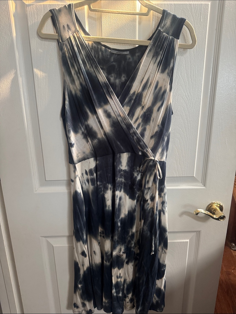 Acemi bluish/black and White/cream Tie-Dye faux Wrap Dress